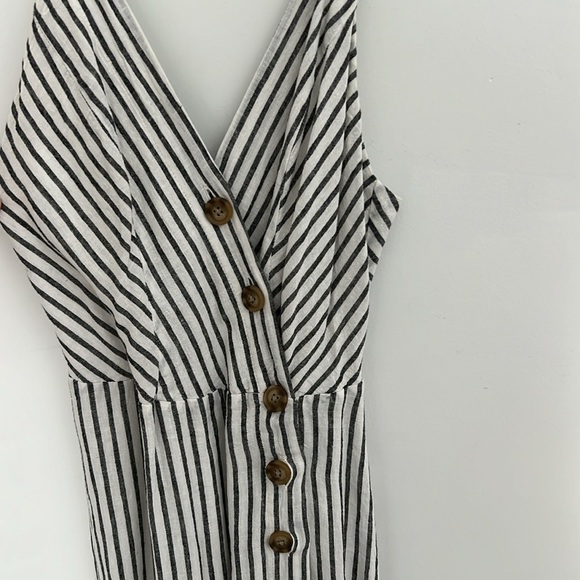 NWOT Urban Outfitters Amber Striped Linen Button-Through Wrap Midi Dress -  mordernwear.com
